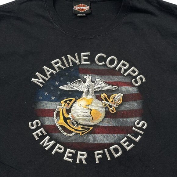 Harley Davidson Marine Corps Double Sided Biker Motorcycle Tee T-Shirt Men's XL - Picture 4 of 12